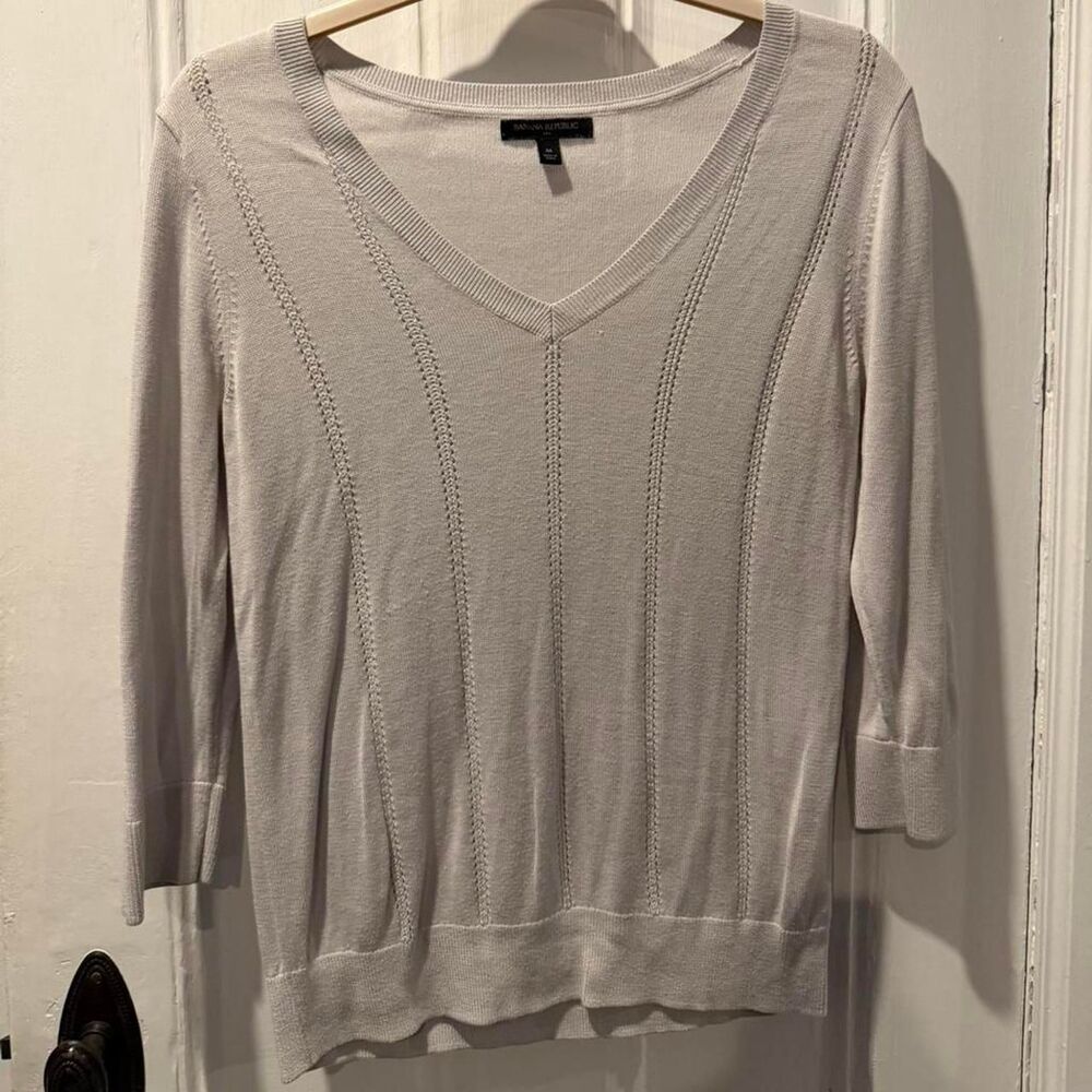 Banana-republic Women's White and Grey Jumper